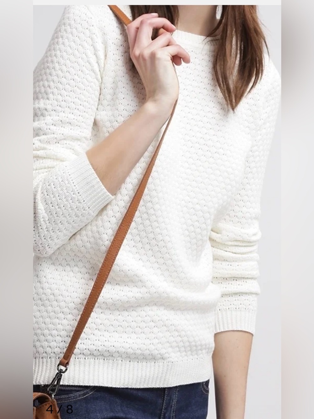 Ted Baker Cream Textured Crewneck Sweater size 3